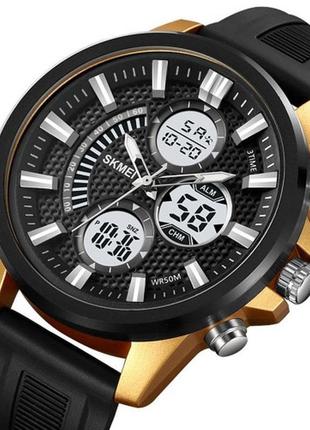 Чоловічий кварцовий цифровий годинник skmei 2235bkgdwt black-g...2 фото