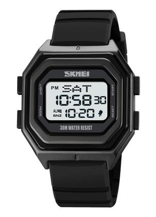 Класичний цифровий годинник skmei 1875pwt black-white silicone