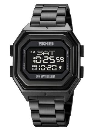 Класичний цифровий годинник skmei 1875pbk all black silicone