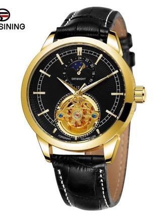 Механічний годинник з фазою місяця forsining 8197 gold-black