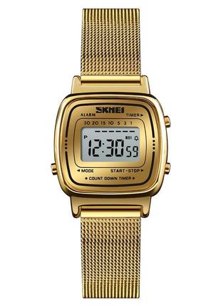 Повсякденний цифровий годинник skmei 1901mhgd gold mesh