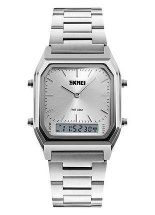 Електронний кварцовий годинник skmei 1220si silver