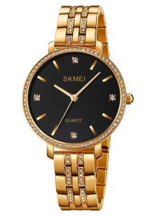Жіночий аналоговий кварцовий годинник skmei 2006gdbk gold-black