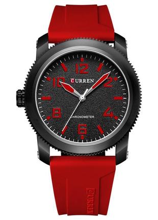 Чоловічий наручний кварцовий годинник curren 8454 black-red