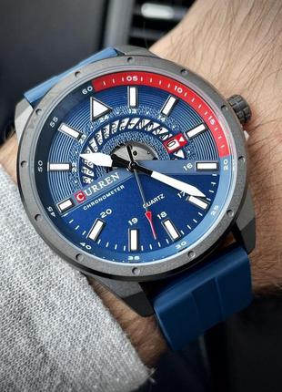 Чоловічий кварцовий годинник curren 8421 blue-black-red2 фото