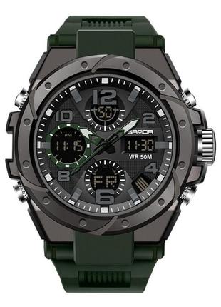 Чоловічий спортивний годинник sanda 6008 green-black