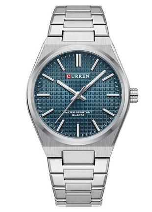 Діловий кварцовий годинник curren 8439 silver-blue
