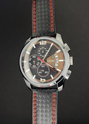 Кварцовий аналоговий годинник skmei 9106rd silver-black-red9 фото