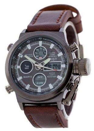 Чоловічі годинники amst 3003a black-brown wristband