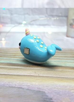 Магніт синій кит - єдиноріг на холодильник. милий кіт у подарунок6 фото