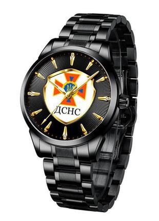 Чоловічі годинники chronte з логотипом дснс black-gold-white