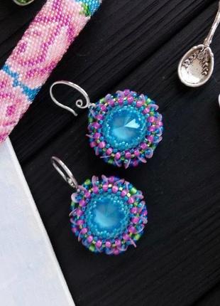Сережки swarovski бубочки блакитні