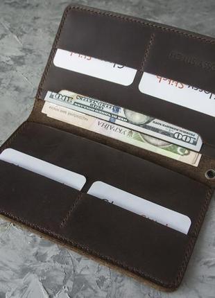 Чоловічий шкіряний гаманець клатч longer full brown5 фото