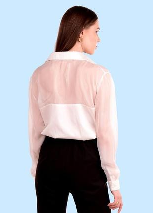 Шовкова рубашка з напівпрозорим верхом maria kolodiy2 фото