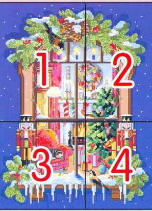 Набор для вышивания по нанесённой на канву схеме "the window of the christmas". aida 14ct printed, 35*44 см3 фото