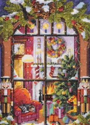 Набор для вышивания по нанесённой на канву схеме "the window of the christmas". aida 14ct printed, 35*44 см10 фото