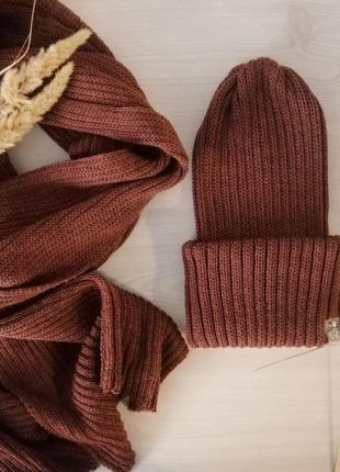 Шапка и шарф из мериносовой шерсти2 фото