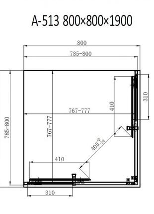 Душевая квадратная кабина dusel a-513 800*800*1900 clear (прозрачное стекло)8 фото