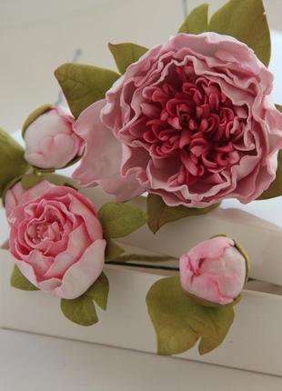 Цветы в прическу. шпильки с розовыми цветами. заколка с цветами.4 фото