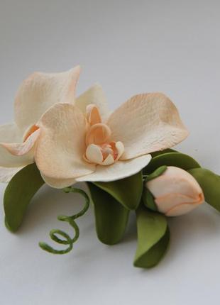 Заколка з орхідеями. заколка з квітами. весільна гілочка з орхідеями.4 фото