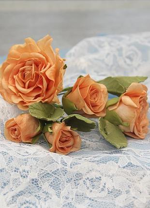 Шпильки с оранжевыми розами. заколка с цветами. цветы в прическу.3 фото