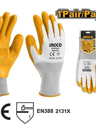 Рукавички з латексним покриттям, xl ingco industrial