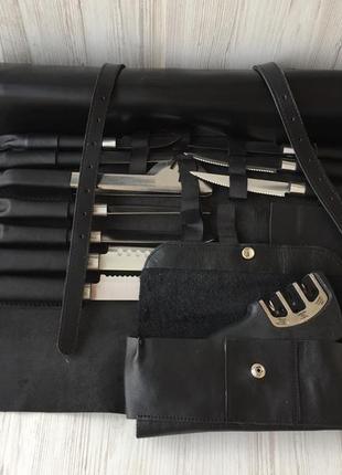 Кожаный сумка скрутка для ножей.3 фото