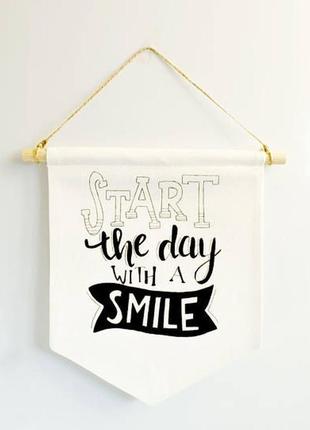Настенный баннер декор для дома: start the day with a smile