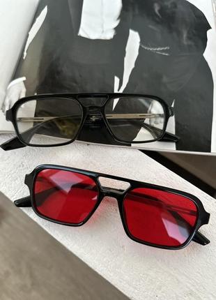 Солнцезащитные очки с двойной переносицей унисекс чернный с розовым  (0681)6 фото
