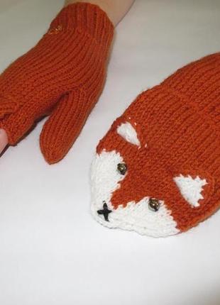 Митенки варежки лисы с откидным верхом