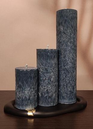 Набір сірих свічок із пальмового воску 10,15,26 см1 фото