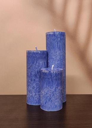 Сині свічки з пальмового воску набір 10,15,20 см4 фото
