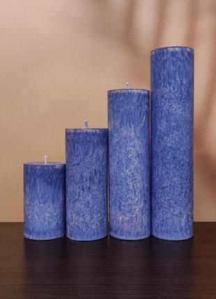 Набір синіх свічок із пальмового воску 10,15,26 см4 фото