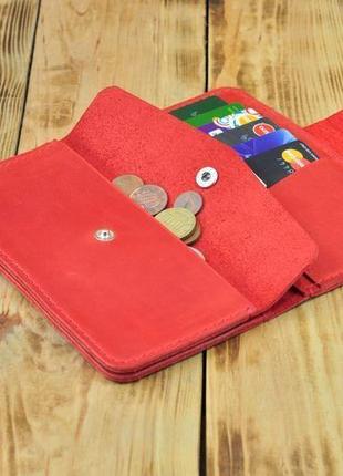 Червоний шкіряний гаманець для монет, грошей і кредитних карт3 фото