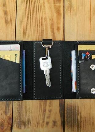 Кожаный картхолдер для ключа, кошелек под карточки3 фото