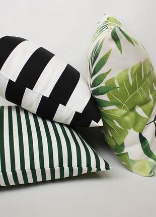 Декоративная подушка листва, набор декоративных подушек 3шт, подушка зеленая, подарок на новоселье