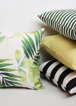 Декоративная подушка листва, набор декоративных подушек 3шт, подушка зеленая, подарок на новоселье2 фото