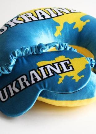 Подарунковий набір для подорожей "україна" , патріотична подушка + маска для сну9 фото
