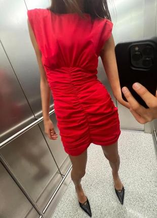 Красное короткое платье zara new
