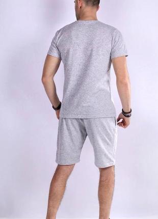Мужской летний спортивный серый, хаки трикотажный костюм футболка-шорты с, м, л, хл8 фото