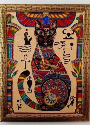 Витражная картина "египетская кошка"2 фото