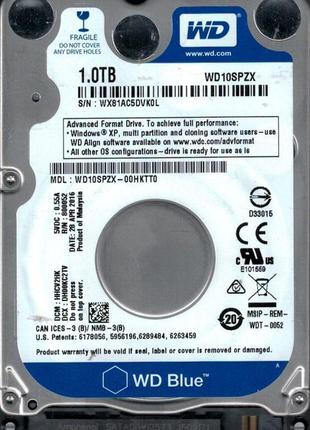 Hdd 2.5" sata 1.0 tb wd blue 5400rpm 128mb (wd10spzx)