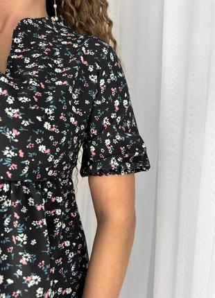 Красивое нежное летнее женское платье свободного кроя мини цветочный софт турция принт с коротким рукавом4 фото