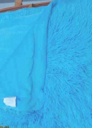 Покривало хутряне з великим ворсом блакитне 220х2403 фото