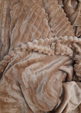 Зимова постіль велюр полоска євро бєж