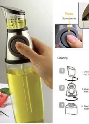 Скляна пляшка з дозатором для олії і оцту press measure oil di...5 фото