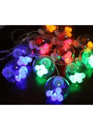 Новогодняя гирлянда led light штора шарики с разноцветными шар...