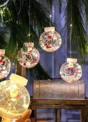 Ledlight новорічна гірлянда led light штора кульки з іграшкою ...2 фото