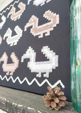 Картина, вишита етно картина "качки пастельні" ,килимова вишивка, етно картина, український орнамент2 фото