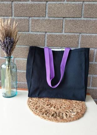 Сумка тоут , вишита сумка , килимова вишивка, стильна сумка , фіолетові квіти, подарунок коханій3 фото